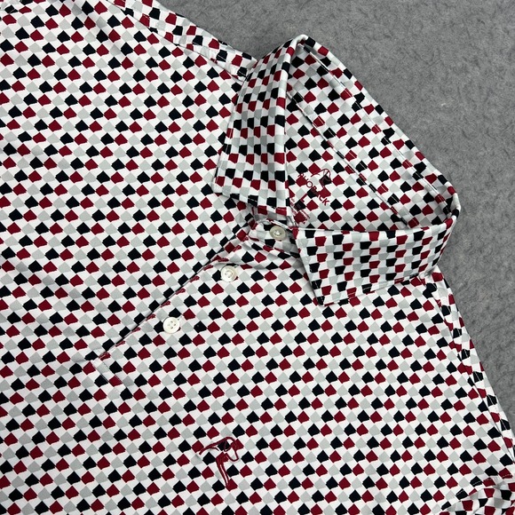 Rhoback Shirt Mens Large Multi Arkansas State Print AOP SS Performance Golf Polo